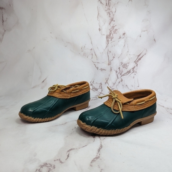 Eddie Bauer Duck Boots Women EU 39 US 8 Shoes Brown Green Low Top Rain Vintage - Picture 5 of 10